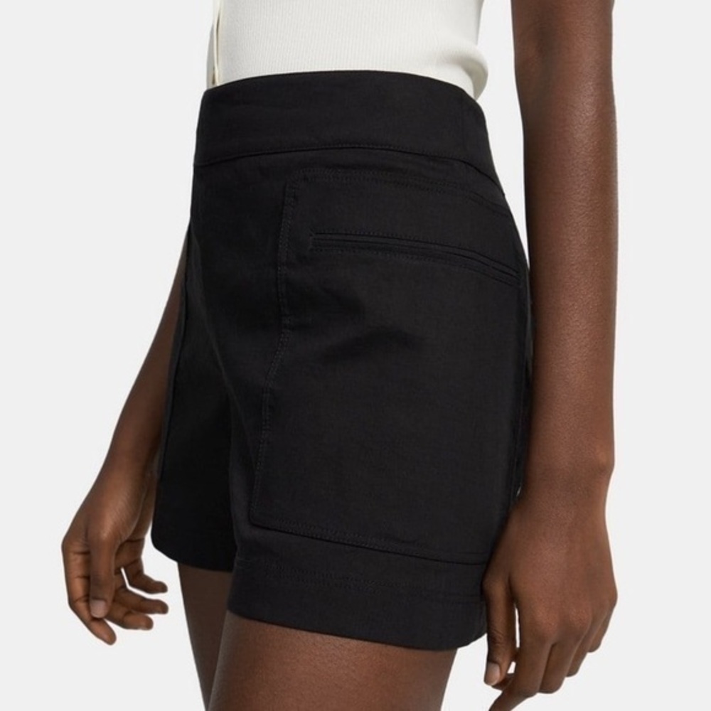 NWT theory black linen blend stretchy utility shorts